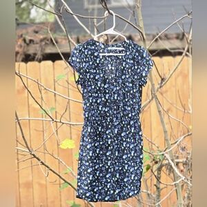 Urban Outfitters Kimchi Blue Black Mini Dress with Blue Floral Pattern